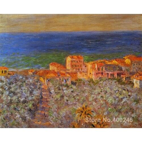 Oil Painting room decor Borgo Marina at Bordighera by Claude Monet Landscape art Handmade High quality