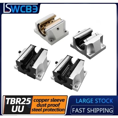 Linear bearing box-type slider open type linear optical axis sliding bearing TBR25 copper sleeve, dustproof and steel protection
