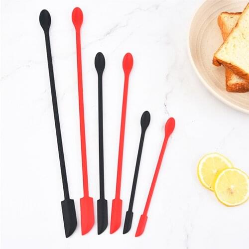 Mini Lengthened Makeup Spatulas Soft Jar Cake Cream Silicone Jam Scrapers Kitchen Tools Accessories Supplies Double-Ended Spoon