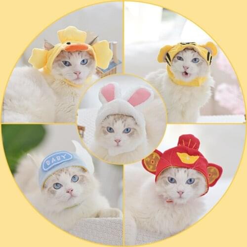 2021 New Funny Pet Dog Cat Cap Costume Warm Rabbit Hat New Year Party Christmas Cosplay Accessories Photo Props Headwear