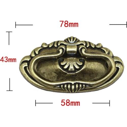 Bulk Vintage Retro Bronze Tone European Handle Tab Drawer Cabinet Jewelry Box Decorative DIY Home Furniture Hardware,78*43mm