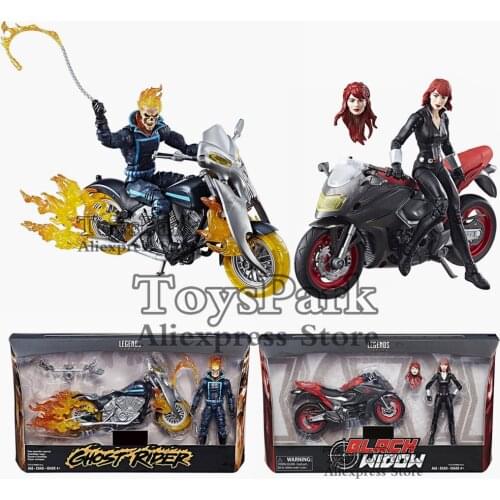 Original Marvel Legends Ghost Rider Black Widow 6" Action Figure With Motorcycle Ultimate Flame Cycle Doll Collectible Toys