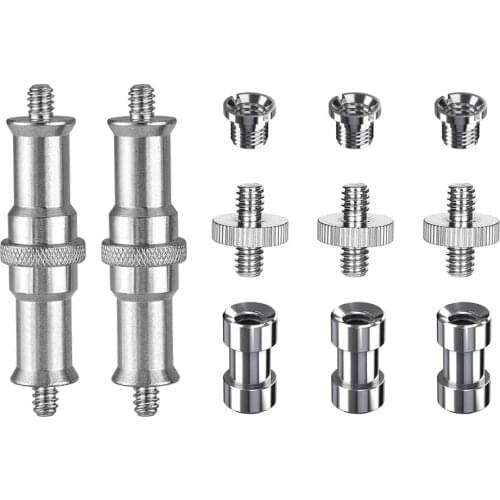 Tripod Mount Screw Adapter 1/4" to 1/4" Threaded Spigot Stud Converter with 3/8" Screws Nuts for DSLR Camera/Tripod/Monopod/Ball