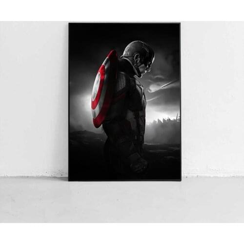 Captain America Canvas Poster Superhero Marvel Poster Painting Iron Man Action Movie Wall Art Kids Gift Toy Room Home Decoration