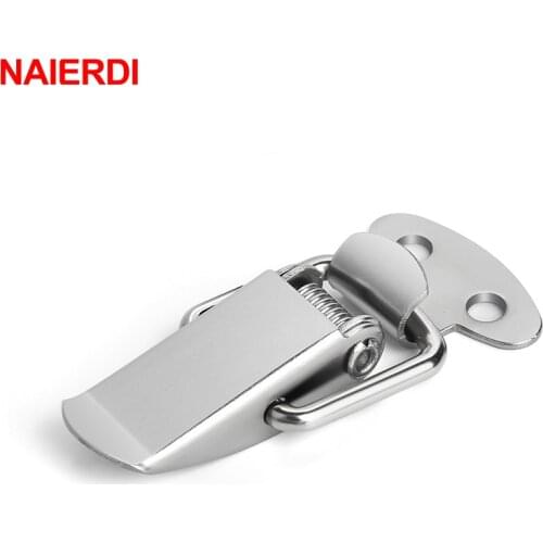 4PC NAIERDI-J105 Cabinet Box Locks Spring Loaded Latch Catch Toggle 27*63 Iron Hasps For Sliding Door Window Furniture Hardware