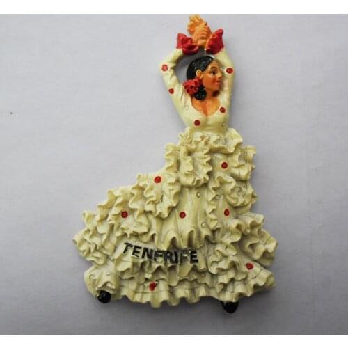 QIQIPP Spains national essence flamenco dance Travel Souvenir Fridge sticker Tenerife travel collection magnet gift