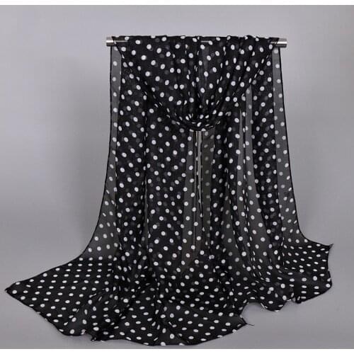 Classic designer mini dot spot printing chiffon polyester women silk scarf black white spot wraps size 50x160cm LL180317