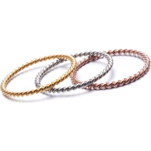 Titanium Steel 3 Colors Women Simple Twist Band Tail Ring Gift Women Wedding Party Jewelry Gift Size 4-9