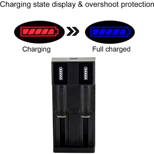 USB Port Dual Slot Universal Battery Charger For 3.7V 18650 26650 14500 Li-ion