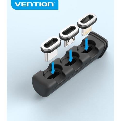 Vention Magnetic Plug Case Portable Storage Box Type C Chagrer Adapter for iPhone Huawei Xiaomi Micro USB MFi Cable Organizer 3p