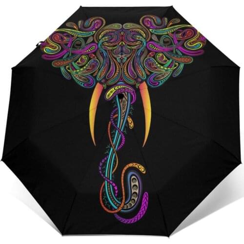 Wind Resistant Folding Automatic Umbrella Women Auto Colorful Elephant Windproof Umbrellas Rain For Men Parasol