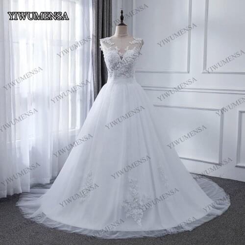 WD92 Puffy Tulle Lace A Line Boho Wedding Dress 2020 Custom Made Plus Size Appliques Beading Bride Dresses Robe De Marriage