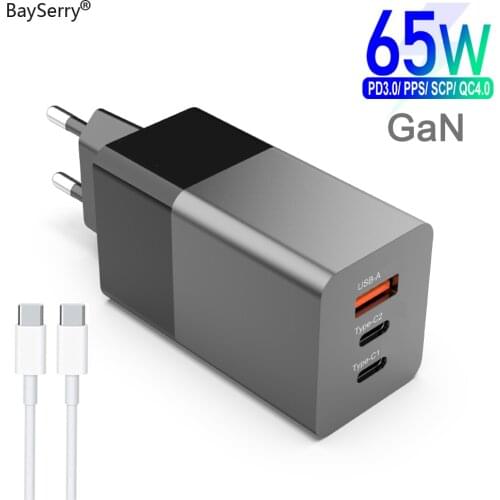 BaySerry 65W GaN Charger Quick PD Charge 4.0 3.0 Type C USB Fast Charger Portable For Macbook Pro For iPhone 12 Xiaomi Laptop