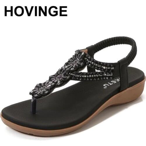 MVVJKE2021 New Summer Women Sandals Retro Crystal Casual Female Flats Shoes Ladies Fashion Cozy Beach Shoes Big size 35-42