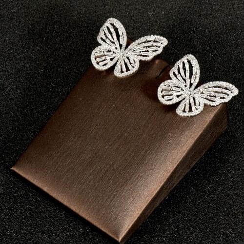 Hibride Fashion Jewelry Accessories Butterfly Design Bagutte Zirconia Stud Earring For Women Jewelry conjuntos de joyas E-779