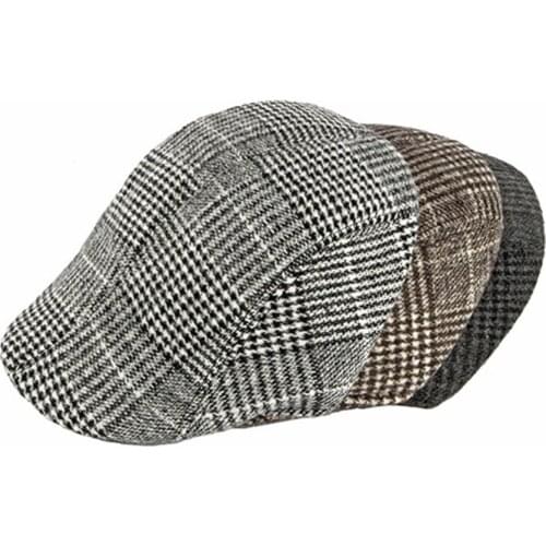 Fibonacci New Autumn Winter Beret Hats Retro Plaid Newsboy Caps For Mens Middle Age Old Male Hats Flat Caps chapeau Hat