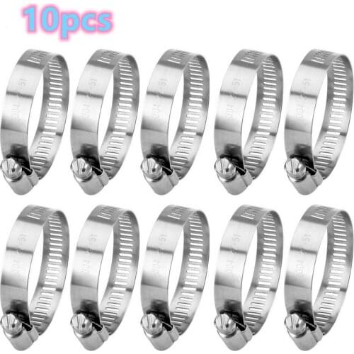 10pcs 6mm-29mm Stainless Steel Mini Fuel Line Pipe Hose Clamp Clip Optional Size for Air Hose Water Pipe Fuel Hose Silicone