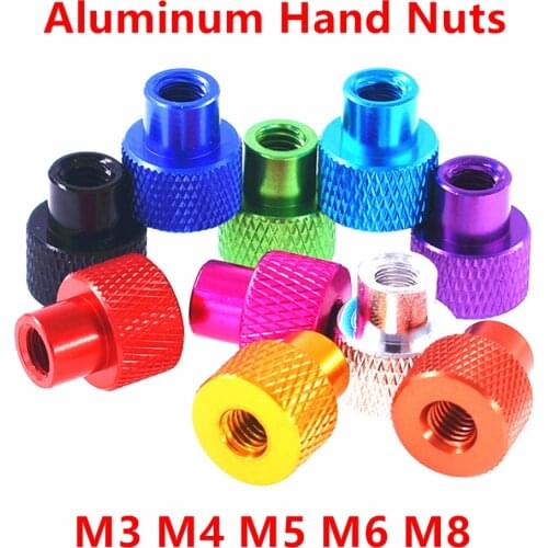 10pcs M3 M4 M5 M6 M8 Frame Hand Tighten Flange Nut Aluminum Knurled Step Hand Thumb Nut for FPV RC Models Anodized 11 Colors
