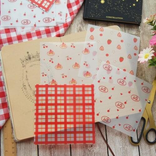 20 Sheets/lot 12.8*12.8cm DIY Red Cherry Strawberry Transparency Paper Creative Paper Craft Background Scrapbook Paper