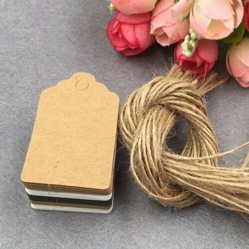 200 pcs 5x3cm scallop paper tags gift Label Luggage Wedding Note Blank price Hang Gift tag +200 pcs strings