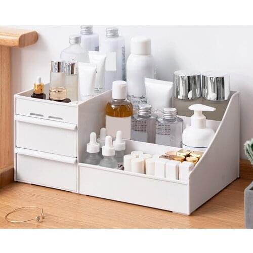2021 Saving Space Desktop Cosmetic Brush Storage Case With Drawer Makeup Item Pens Desk Organize Box Plastic Holder Organizers