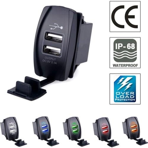 2X Universal Car Waterproof 2 Port Dual USB Charger For iPhone Samsung 3.1A Mini Auto Charger Adapter 12-24V Car Charger