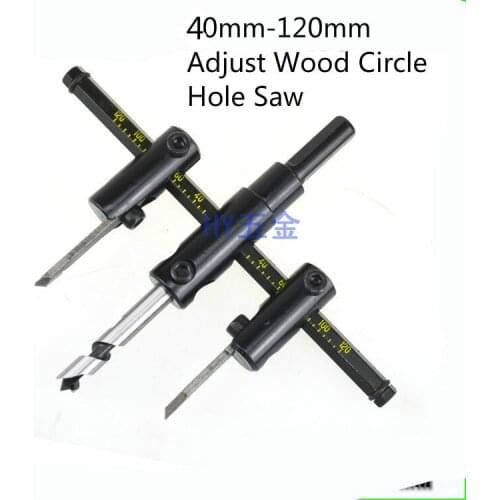 40mm-120mm Adjust Wood Circle Hole Saw Cutter Tool Kit Set Cordless Drill Bit