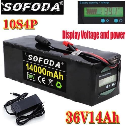 36V Battery 10S4P 14Ah Battery Pack 500W High Power Battery 42V 14000mAh Ebike Electric Bicycle BMS Capacity Indicator+Charger