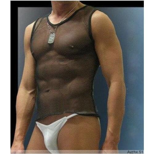 Free shipping Private customized BOYTHOR Male black tights vest basic shirt waistcoat clothing transparent vesseled basic