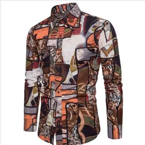 Bohemia Beach Shirts For Men Summer Style Long Sleeved Wedding Dress Shirt Man Casual Nice Shirts Men Plus Size 5XL Shirts A408