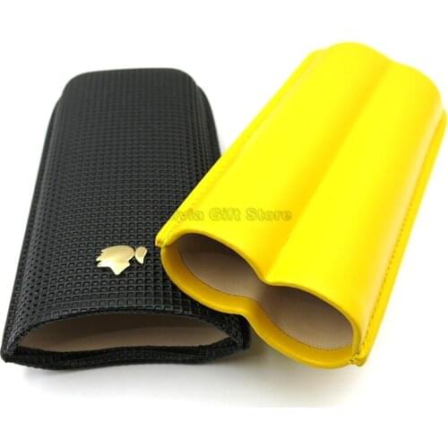 COHIBA Genuine Leather Cigar Case Leather Cigar Humidor Box Business Cigars Holder With Gift Box Tobacco Storage Box