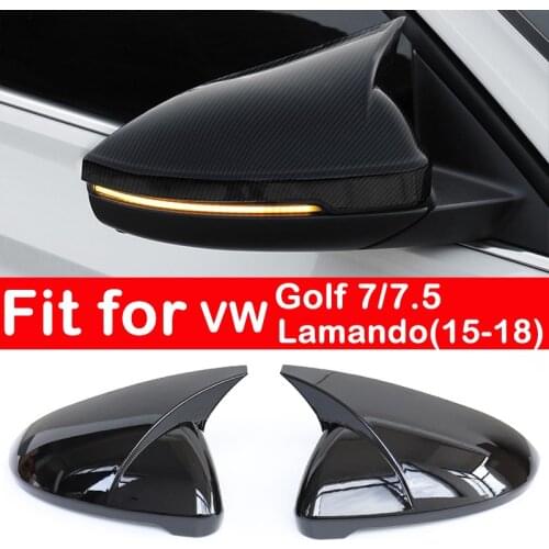 Pair Door Side Wing Rearview Mirror Cover Sticker Case Trim For Volkswagen VW golf 7 7.5 Lamando 2015-2018 Glossy Black