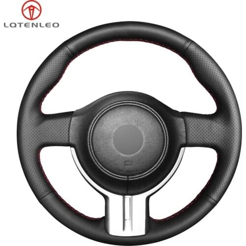 LQTENLEO Black Genuine Leather DIY Hand-stitched Car Steering Wheel Cover for Toyota 86 2012-2015 Subaru BRZ 2012-2015 Scion FRS