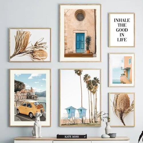 Travel Sea Palm Tree Surfboard Wall Art Canvas Painting Nordic Posters And Prints Landscape Wall Pictures For Living Room Decor