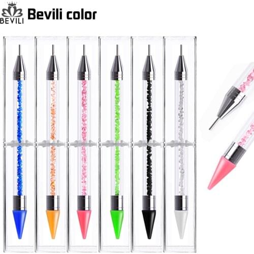 Double Head Point Acrylic Metal Dotting Pen Tools Crayon Wax Drill Head Steel Pipe Picking Nail Rhinestones Gems Nails Art
