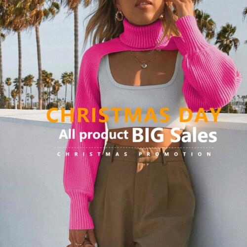 E Girl Hollow Out Turtleneck Collar Short Knitwear Sweater Christmas Crops Tops Y2k Chic Sweater Full Sleeve Pull Women Sweaters