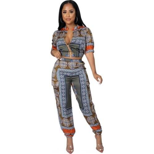Two Piece Set Africa Clothes African New Dashiki Fashion Suit Top And Pants Trousers Super Elastic Party For Women Outfits