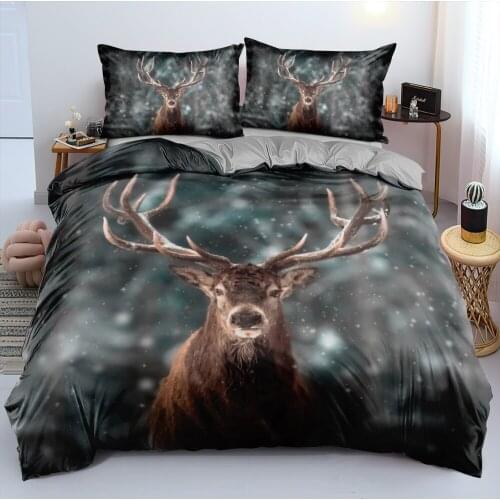 3D Animal Deer Gray Bedding Sets Comforter Cases Quilt Covers Pillow Shames Full King Queen Double Full Twin Size Home Textile