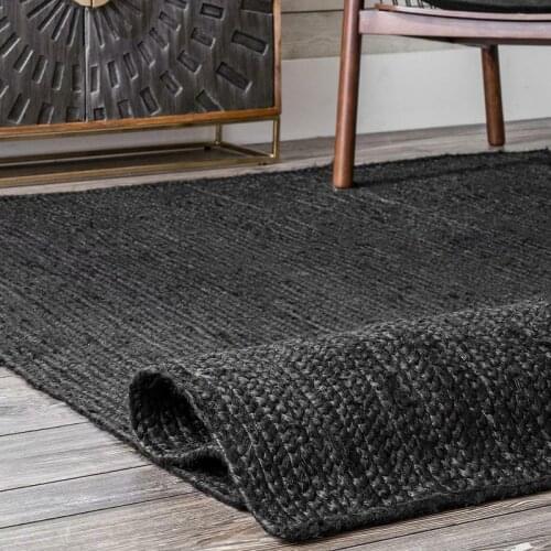 Carpet Natural Jute Woven Black Double-sided Rug Hemp Rug Modern Living Small Rug Bedroom Decoration