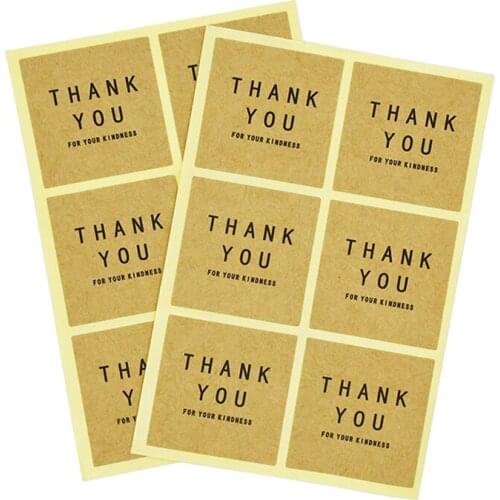 30pcs 'THANK YOU' Round And Square style Black Kraft Paper Sticker Gift Packaging Decoration Seal Baking Cake Stickers