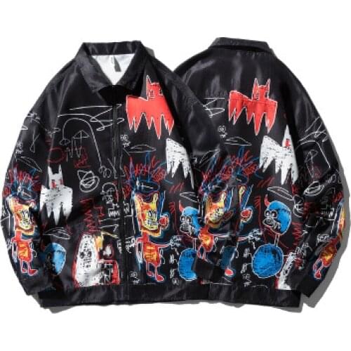 2020 Spring and Autumn new casual loose men‘s denim jacket hip hop streetwear coat fashion printed jacket