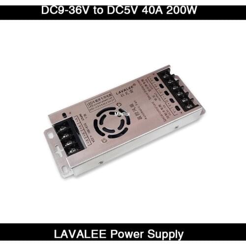 LAVALEE ASD-12D5N40A200DT Input DC9~36V to DC5V 40A 200W Power Supply for Taxi LED Display