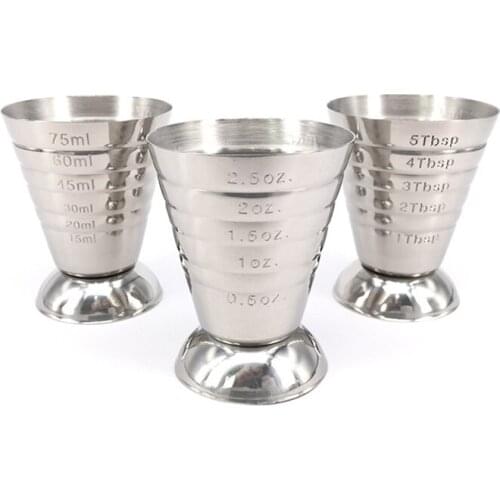 75ML Stainless Steel Measure Cup Measuring Wine Glass Ounce Jigger Bar Cocktail Drink Mixer 2.5oz 5Tbsp Mojito Measure Tool