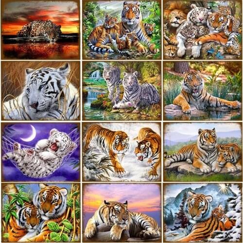 Metal Sign Tin Sign Animal Licenses Plate Decor Tiger Plaque Metal Vintage Children Room Club Home Art Wall Sticker Decoration
