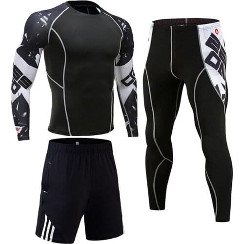 Gym Mens Running Fitness Sportswear Athletic Physical Training Clothes Sports Suits Workout Jogging Rashguard Compression Shirt