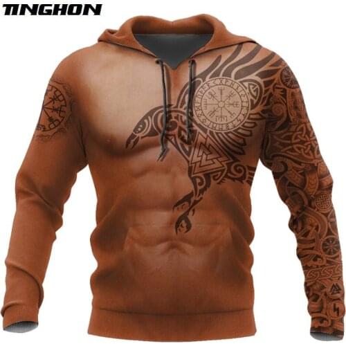 Vikings - The Raven of Odin Tattoo 3D Printed Men hoodies Harajuku Fashion Hooded Sweatshirt Autumn Unisex hoodie Drop shipping