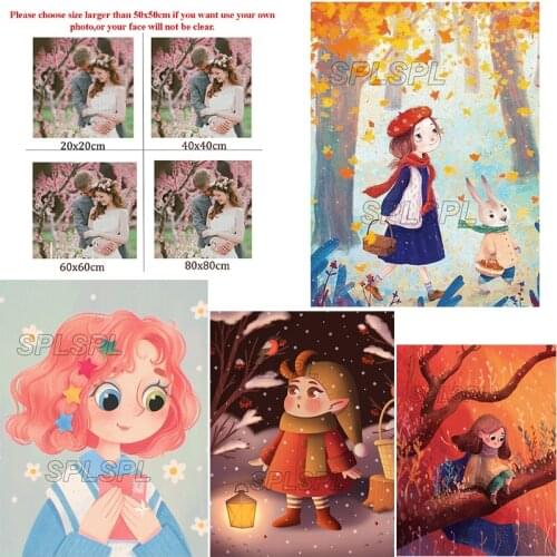 5D Diy Diamond Painting Cross Ctitch Kits Diamond Mosaic Embroidery Little Red Riding Hood Figures 3D Painting Round Drill Gift