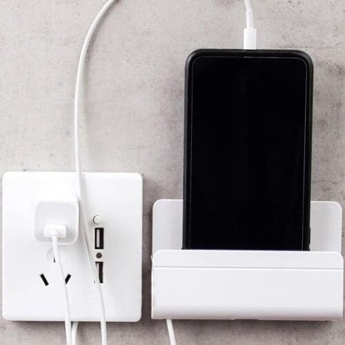 1PC Wall Charger Holder Mobile Phone Hanging Stand Hanger Home Mount Storage Multifunctional Shelf Bracket S2Z1