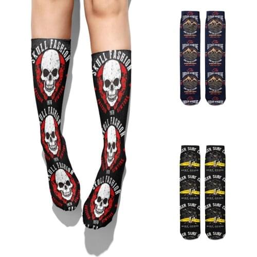 Fashion Skull Punk Cotton Socks Funny Cartoon Skateboard Street Casual Socks High Ankle Breathable Summer Winter Socks Women Sox