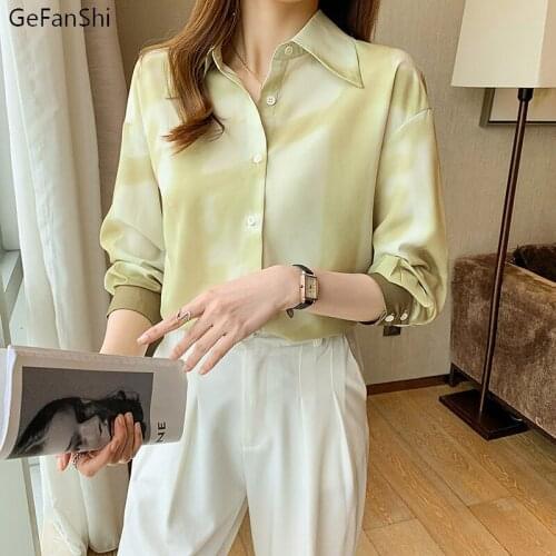 New Autumn Winter Turn-Down Collar Simple Chiffon Blouse Shirt Elegant Office Ladies Print Casual Shirts Chic Blusas Tops
